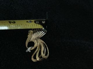Retro Deco Diamond 14k,  Yellow Gold Florentine Vintage Brooch Pin 5