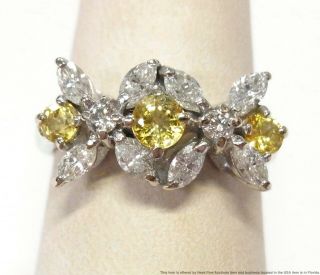 1.  50ctw Fine White Diamond Natural Yellow Sapphire 14k Gold Ring Ladies Floral