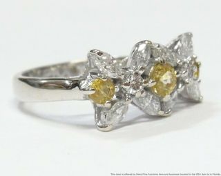 1.  50ctw Fine White Diamond Natural Yellow Sapphire 14k Gold Ring Ladies Floral 4
