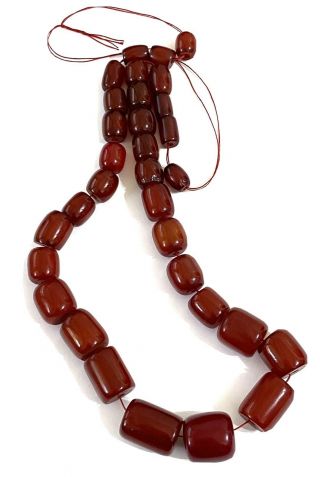 Rare Huge Vintage Art Deco Cherry Amber Bakelite Bead Necklace - 68 Grams