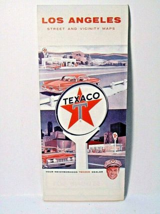 Vintage Texaco Los Angeles Map Gas Oil Station 1961 Advertising Memorabilia