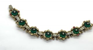 Trifari Philippe Ruby & Melon Cut Emerald Moghul Jewels Of India Bracelet As - Is