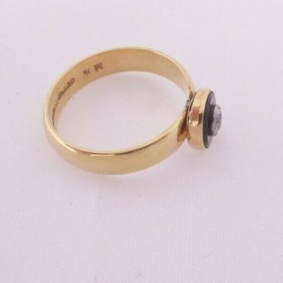 18ct gold old mine rose cut diamond onyx ring,  GG&S heavy 3