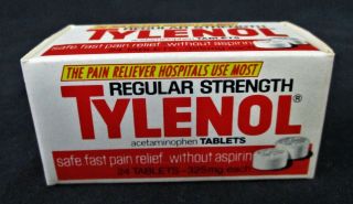 Vintage Nos Tylenol Acetaminophen Pain Reliever Tablets Exp.  92 Drug Store
