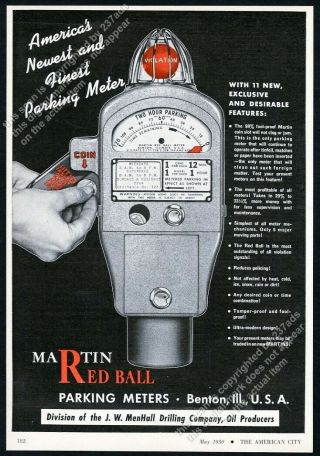 1950 Martin Red Ball Parking Meter Photo Vintage Trade Print Ad 2