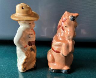 Vintage Cowboy & Rearing Horse Salt and Pepper Shakers - 3.  5 