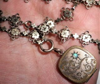 Antique 12k Rose Gold Fancy Book Chain Necklace Etched Detailing Gf Locket