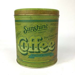 Vintage Sunshine Coffee Canister Tin Ballonoff Cleveland Ohio Lid Kitchen 1970s