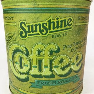 Vintage Sunshine Coffee Canister Tin Ballonoff Cleveland Ohio Lid Kitchen 1970s 2
