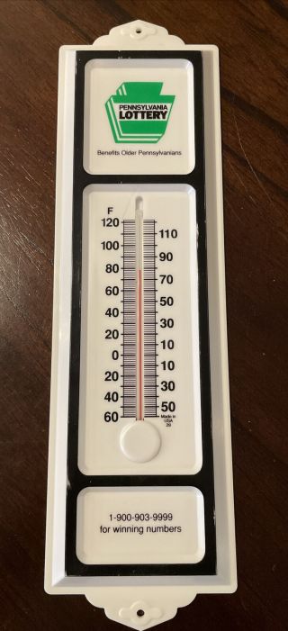 Vintage 13 " Pennsylvania Pa Lottery White Thermometer