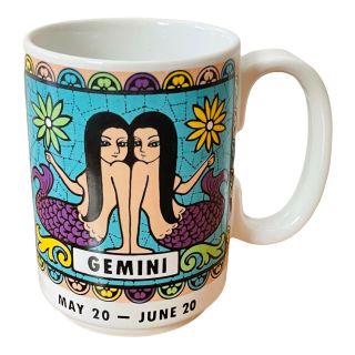 Vintage 60s 70s Zodiac Mug Gemini Mermaids￼ Astrology Groovy Mod￼