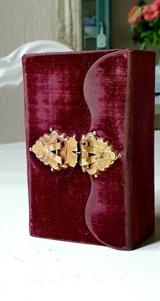 Old & Rare Bible In Purple Velvet Binding With Large 14k Golden Lock