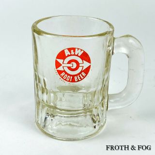 Vintage A&w 3 " Baby Root Beer Heavy Glass Mug Red Arrow Bullseye Logo 1925 - 60