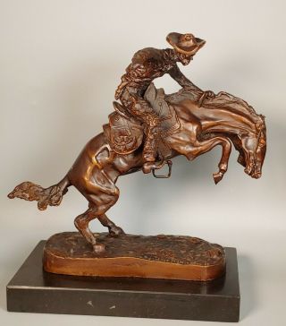 Vintage Bronco Buster Bronze Sculpture Frederic Remington Fr Bronze - No Lasso