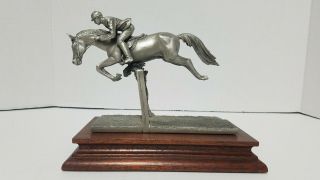 Show Jumper Equestrian Horse Rider Competition Pewter Sculpture Figurine 1984