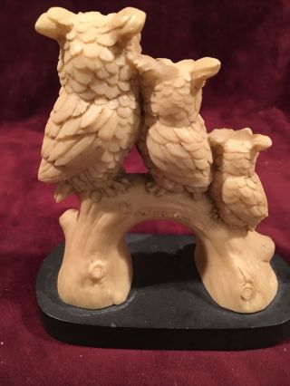 SIGNED A.  Santini Vintage Alabaster Owl Sculpture 2