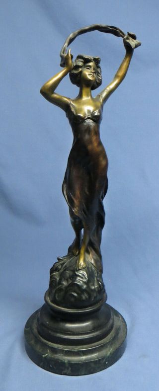 Vintage Early 1900s French Bronze Sculpture " Brise De Mai " Signed By L.  Goyeau