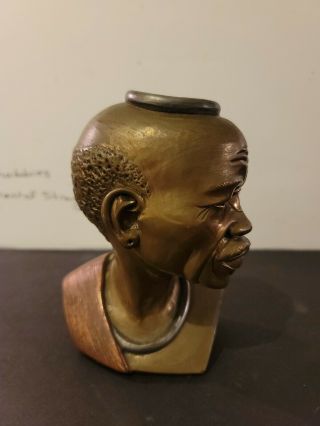 Vintage African Man Bust Sculpture Signed Numbered By Artist Casper Darare