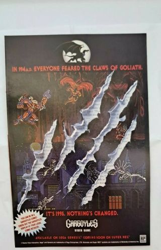 Gargoyles Sega Genesis 1995 Vintage Print Ad/poster Official Authentic Game Art