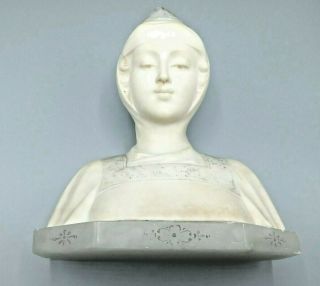 Antique Italian Alabaster Hand Carved Bust Of Woman Signed Teli Masi In Vguc