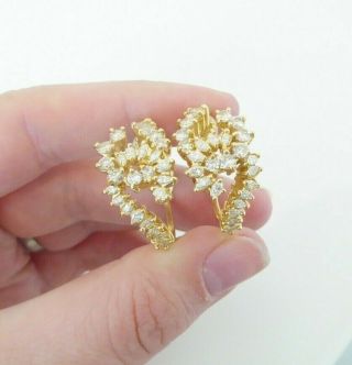 18ct Gold 3.  90ct Marquise Round Cut Diamond Cluster Hoop Earrings 17.  8 Grams