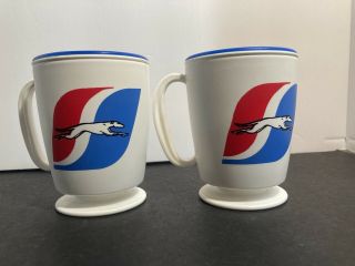 2 Vintage 1970s Greyhound Bus Travel Coffee Cup With Lids Mug