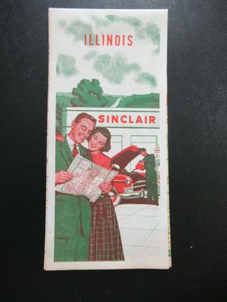 1950s Sinclair Oil And Gas Service Station Illinois Map Vintage