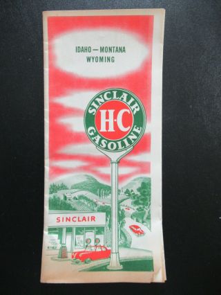 1950s Sinclair Oil And Gas Service Station Map Idaho Montana Wyoming Vintage