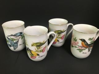 Audubon Porcelains Mugs Cups John James 1985 Goldfinch Blue Jay Birds Coffee Tea