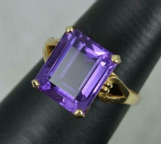 Vintage 14 Carat Gold And Amethyst Solitaire Statement Ring