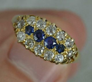 Victorian 18ct Gold Blue Sapphire And Old Cut Diamond Cluster Ring