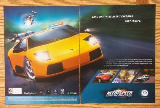 Need For Speed: Hot Pursuit 2 Ps2 2002 Print Ad/poster Official Racing Promo Art