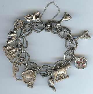 Peruzzi Italy Vintage 800 Silver European Tour Monuments Charm Bracelet