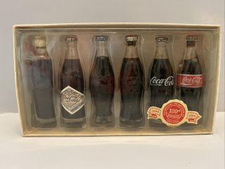 Coca - Cola 1999 Evolution Of The Contour Bottle 6 Miniature Coke Bottles 100 Year