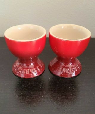 Set Of Two Le Creuset Egg Cups On Foot - Cerise Red