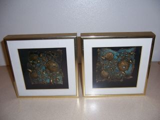 2 Alfred Lee Paper And Shell Sculpture,  Framed & Signed Nautical Decor