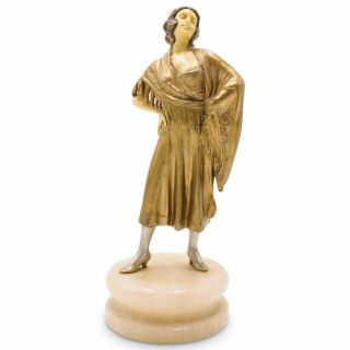 Art Deco Bruno Zach Bronze Sculpture Figurine Flapper Dancer Gilt