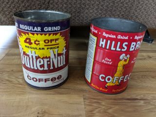 Vintage Butternut & Hills Brothers Coffee Tin Cans