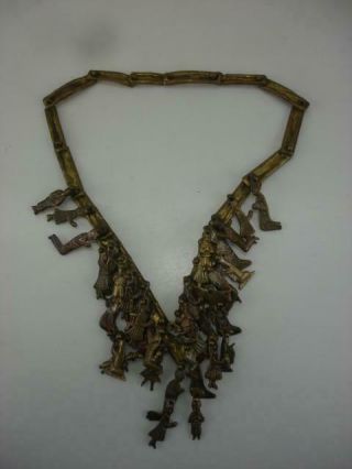 Signed Brutalist Pal Kepenyes Hungarian Artist Bronze Milagros Charms Necklace 5
