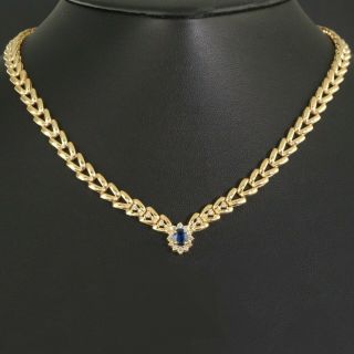 Massive Solid 14k Gold,  1.  03 Ct Sapphire &.  36 Ctw Diamond Pendant Necklace,  29g