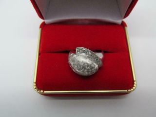 14k Solid White Gold 7 Diamond Florentine Finish Retro Design Ladies Ring Size 7 3