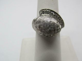 14k Solid White Gold 7 Diamond Florentine Finish Retro Design Ladies Ring Size 7 6