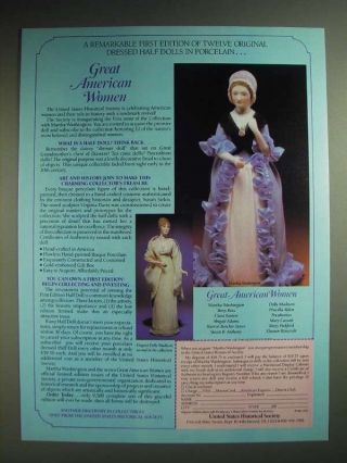 1985 United States Historical Society Martha Washington Porcelain Doll Ad