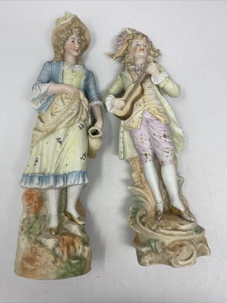 Ca 1900 German Bisque (12”) Figurines Pair