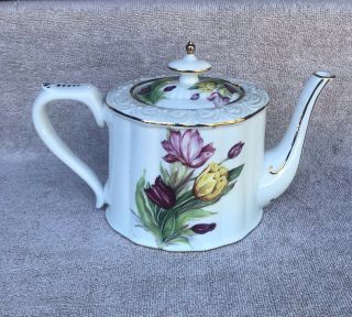 Fielder Keepsakes Fine Porcelain Tea Pot Gold Trim Floral Design