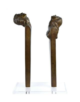 Victor Salmones Art Deco Style Bronze Nude Man Woman Facing Each Other L/e Sgd