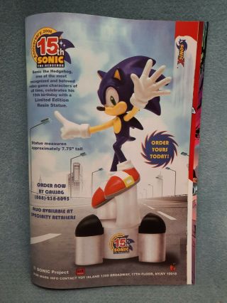 Rare Sonic The Hedgehog 15th Anniversary Statue Print Ad