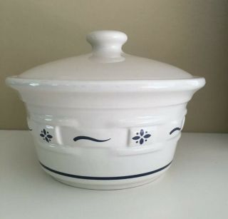Longaberger Classic Blue Small Covered Dish - Made In Usa