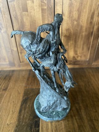 The Mountain Man by Frederic Remington 1980’s? Recast Bronze Large Marble Base 2