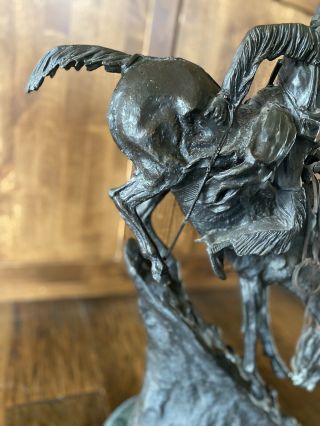 The Mountain Man by Frederic Remington 1980’s? Recast Bronze Large Marble Base 4